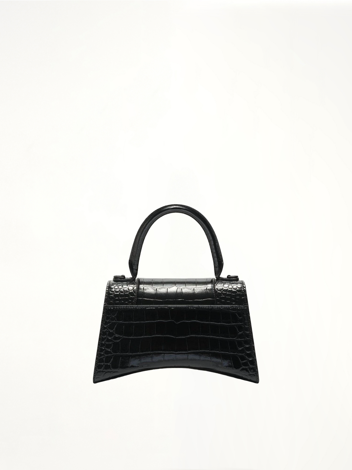 Hourglass Small Croco Embossed Bag in Black