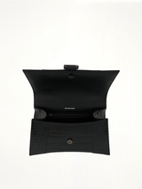 Hourglass Small Croco Embossed Bag in Black