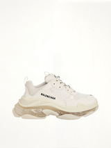 Triple S Clear Sole Sneakers in Light Beige Side View | BALENCIAGA