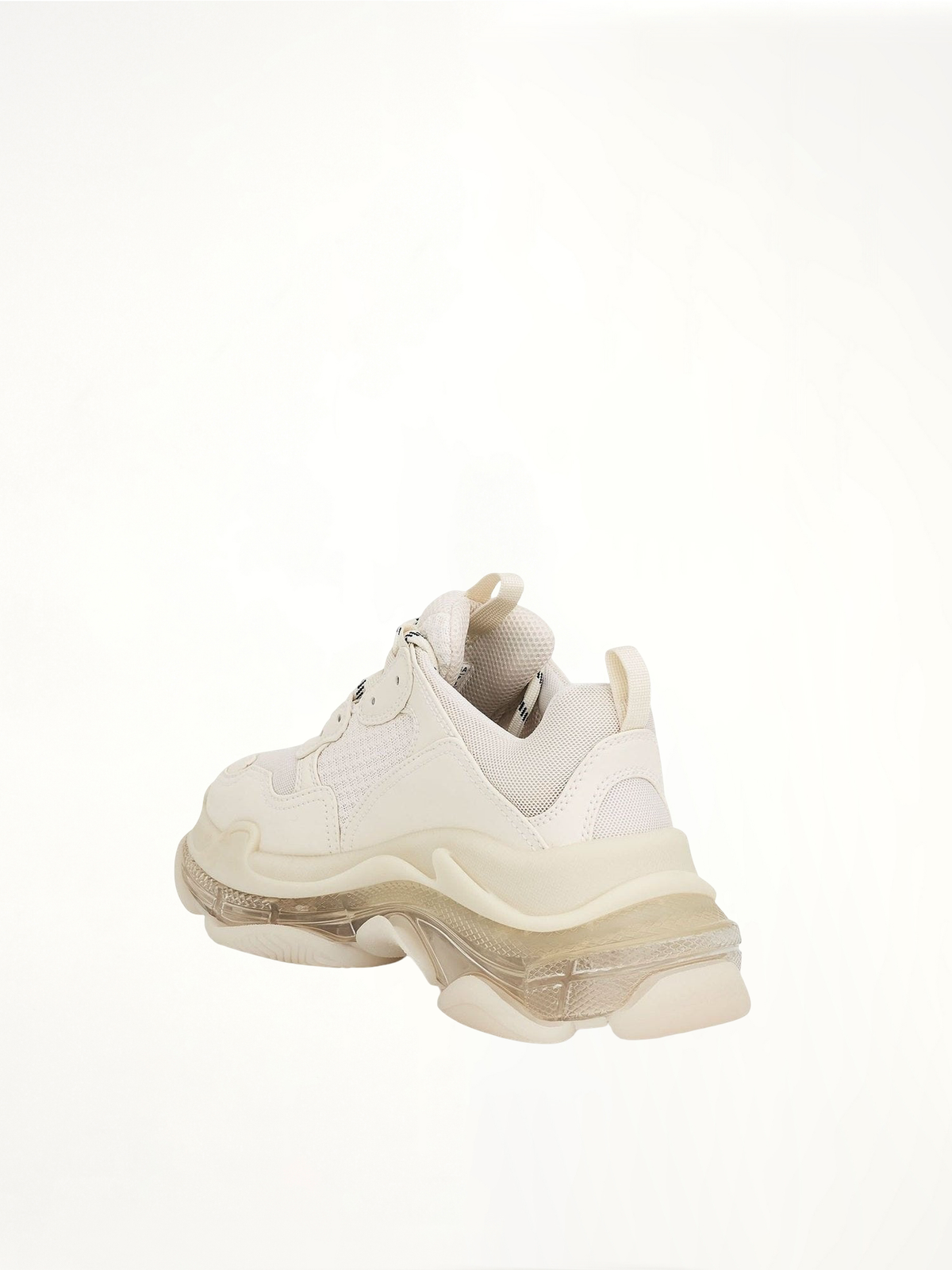 Triple S Clear Sole Sneakers in Light Beige Back View | BALENCIAGA