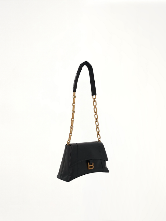 Downtown Small Shoulder Bag with Chain in Black