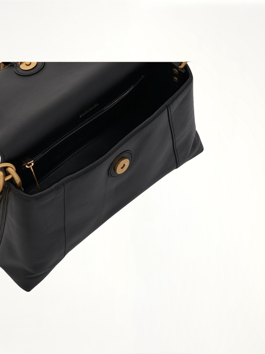 Downtown Small Shoulder Bag with Chain in Black