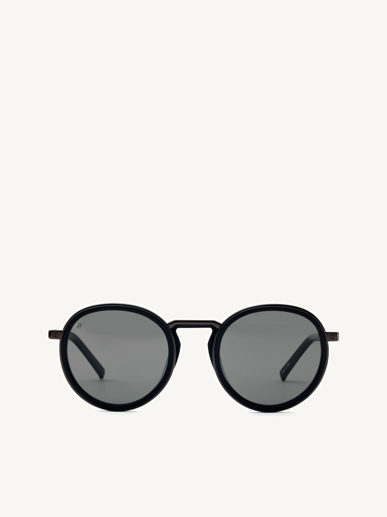 Black Matte Rounded Sunglasses with Solid Smoke Lens