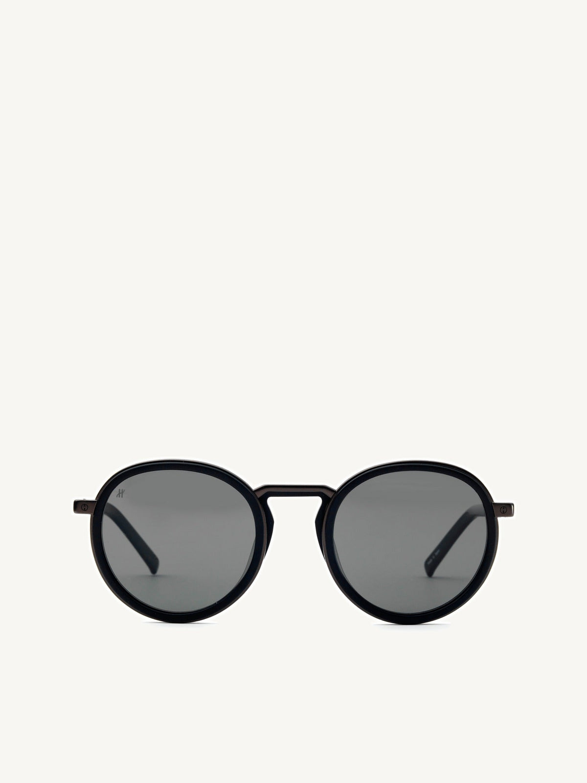 Black Matte Rounded Sunglasses with Solid Smoke Lens