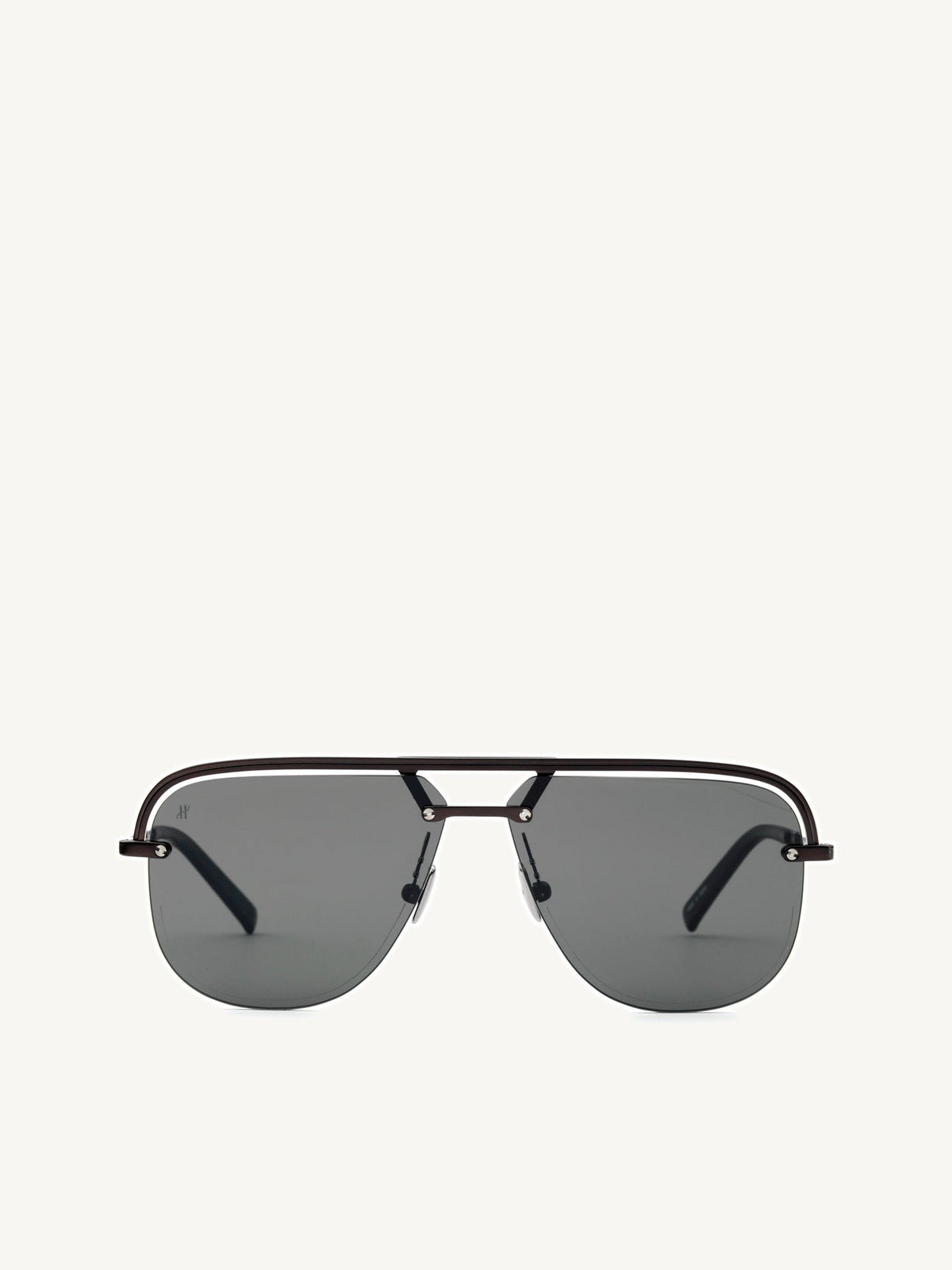 Black Matte Aviator Sunglasses with Solid Smoke Lens