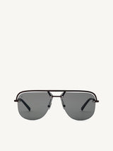 Black Matte Aviator Sunglasses with Solid Smoke Lens