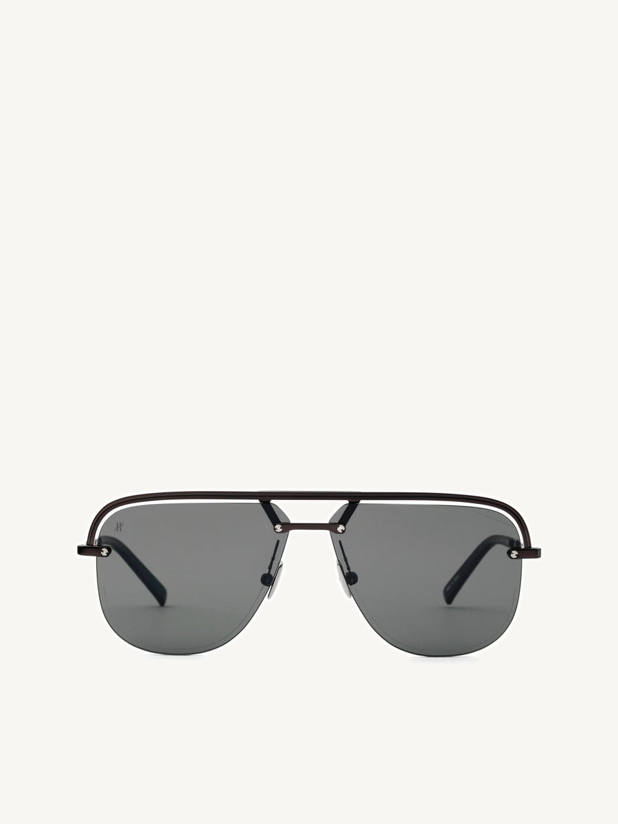 Black Matte Aviator Sunglasses with Solid Smoke Lens