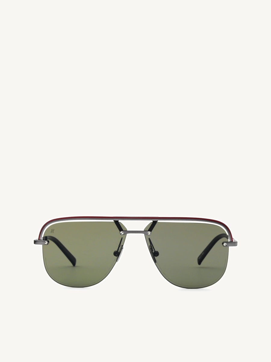 Gun Matte Aviator Sunglasses with Green Lens