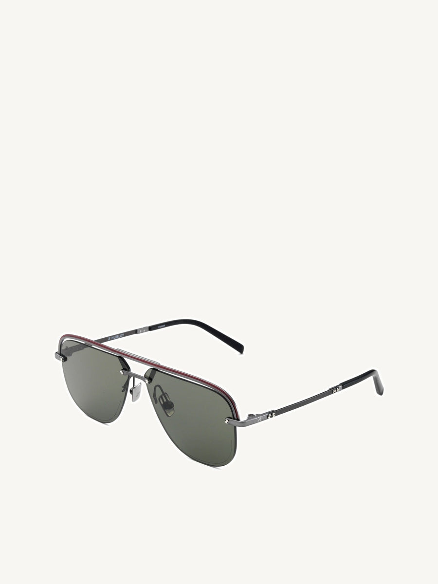 Gun Matte Aviator Sunglasses with Green Lens