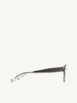 Crystal Grey Rounded Key Sunglasses with Solid Blue Lens
