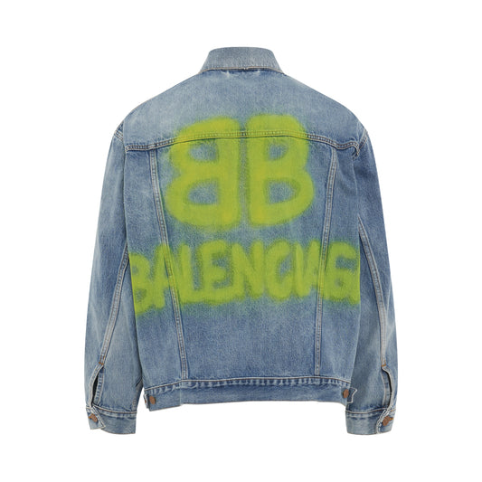 Oversized Denim Jacket in Eco Blue