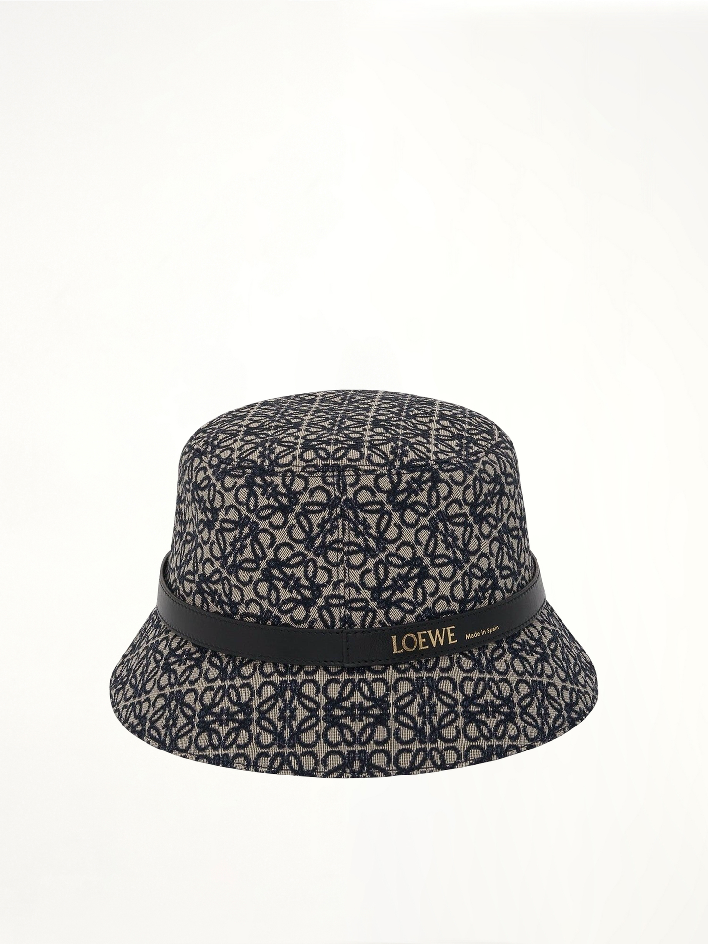 Anagram Jacquard and Calf Bucket Hat in Navy