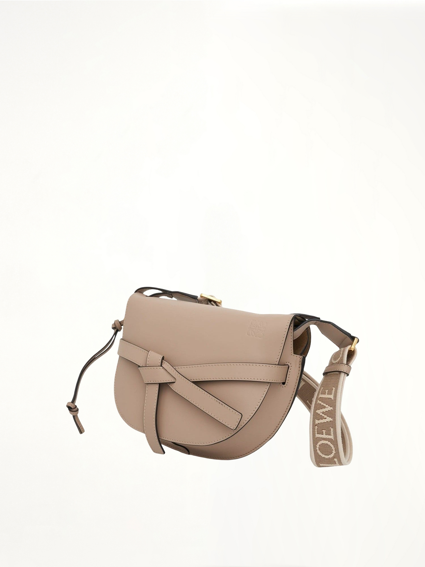 Small Gate Bag in Soft Calfskin and Jacquard Strap in Sand