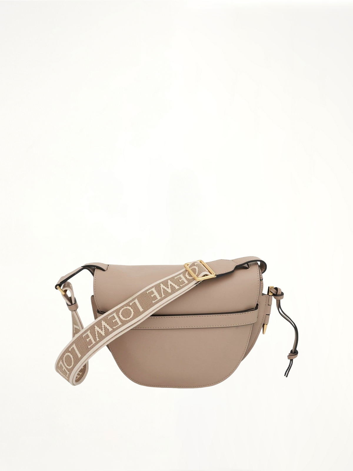 Small Gate Bag in Soft Calfskin and Jacquard Strap in Sand