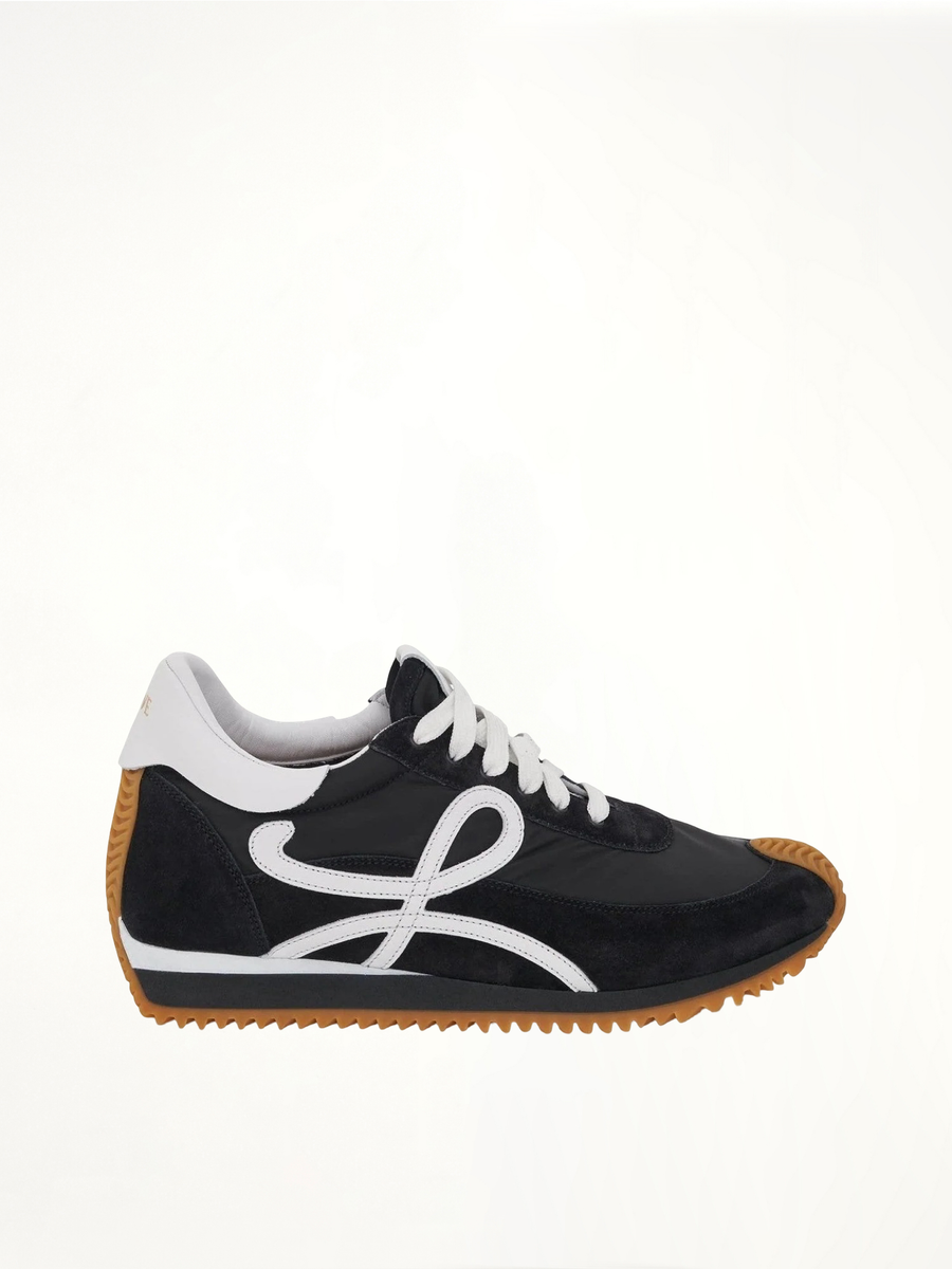 Flow Runner in Nylon and Suede in Black Side View | LOEWE