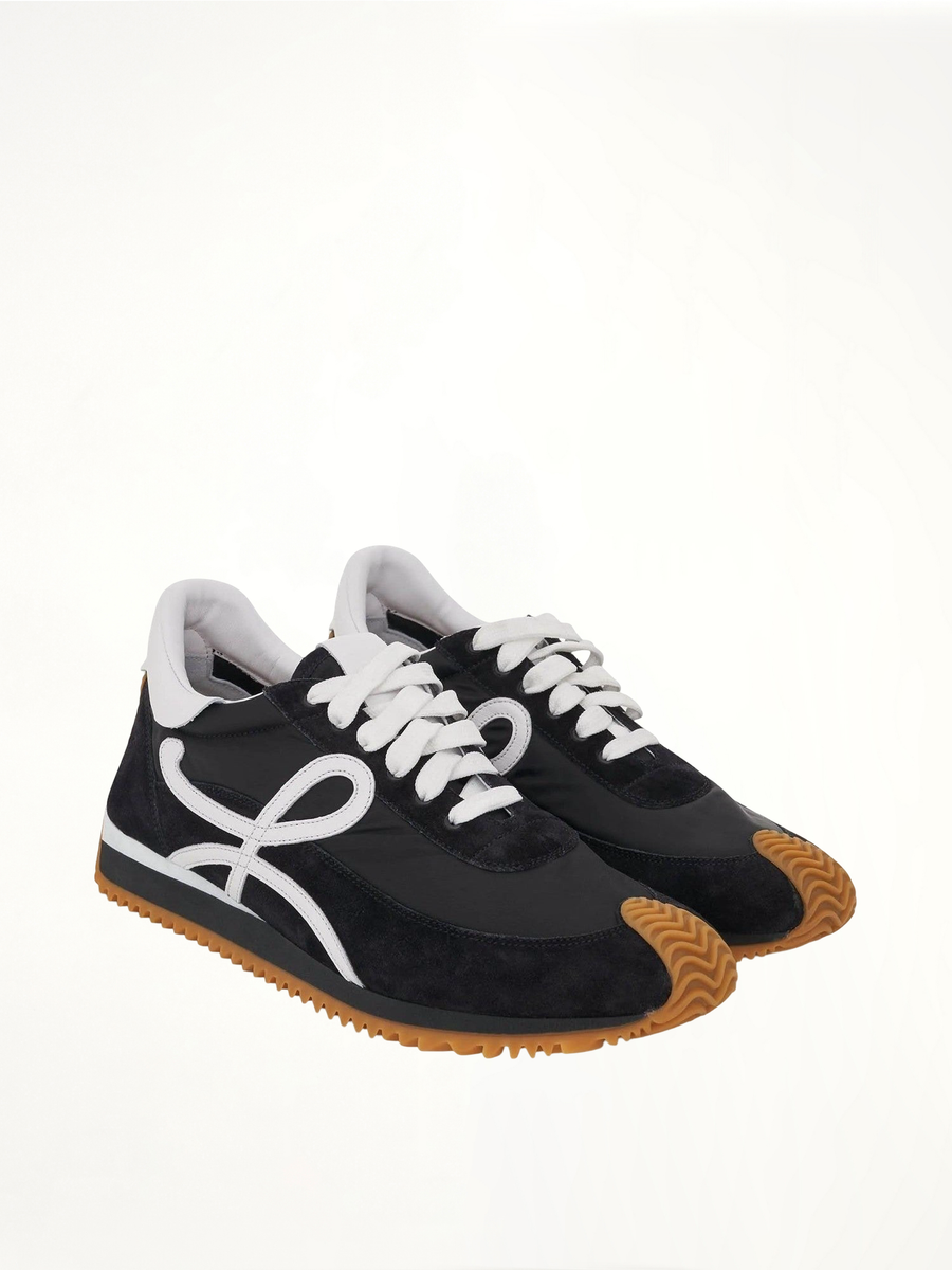 Flow Runner in Nylon and Suede in Black Front View | LOEWE