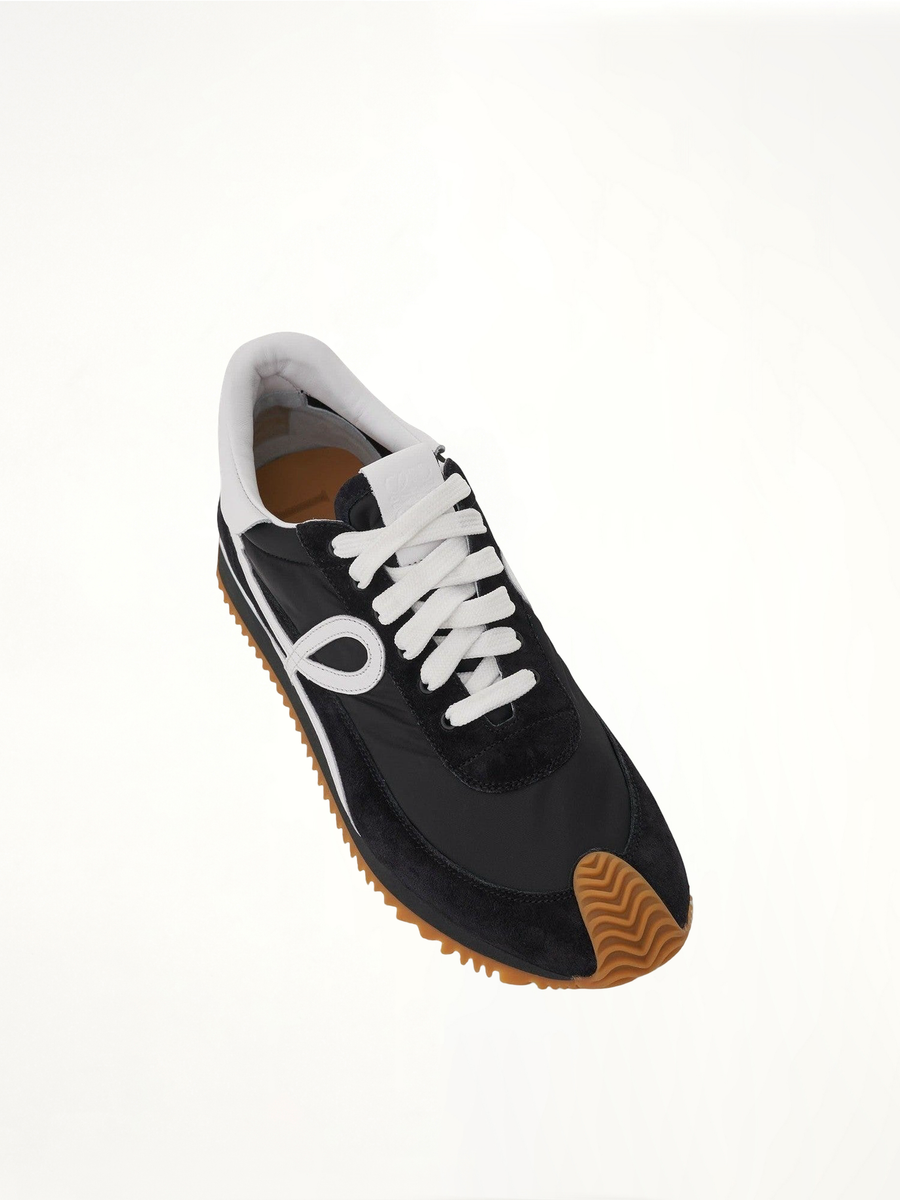 Flow Runner in Nylon and Suede in Black Back View | LOEWE
