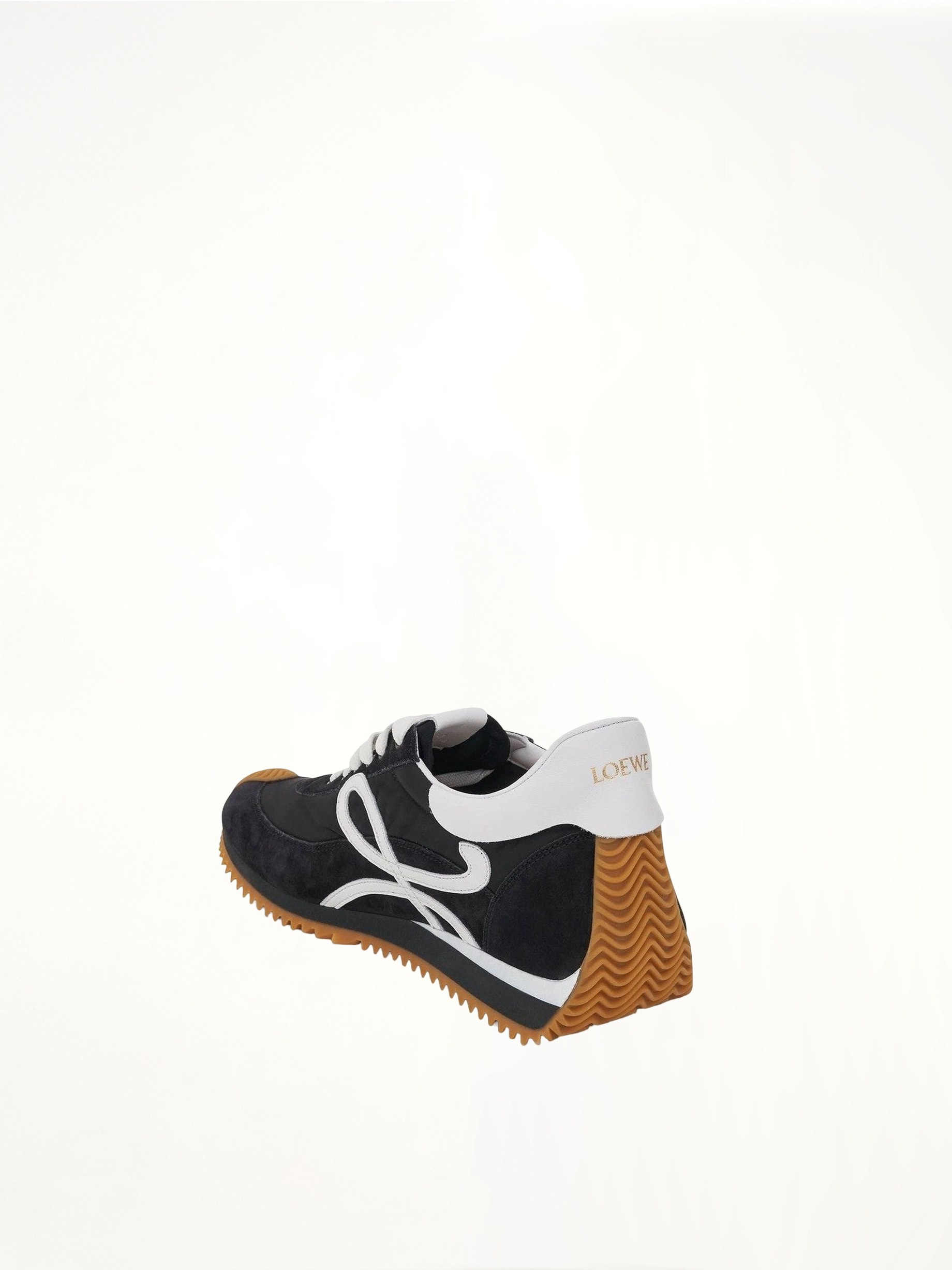 Flow Runner in Nylon and Suede in Black Top View | LOEWE
