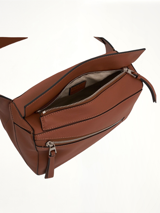 Small Puzzle Bumbag in Classic Calfskin in Tan