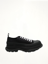 Tread Slick Canvas Lace-Up Shoes in Black Side View | ALEXANDER MCQUEEN