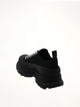 Tread Slick Canvas Lace-Up Shoes in Black Back View | ALEXANDER MCQUEEN
