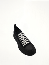 Tread Slick Canvas Lace-Up Shoes in Black Top View | ALEXANDER MCQUEEN
