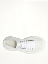 Tread Slick Canvas Lace-Up Shoes in White Back View | ALEXANDER MCQUEEN