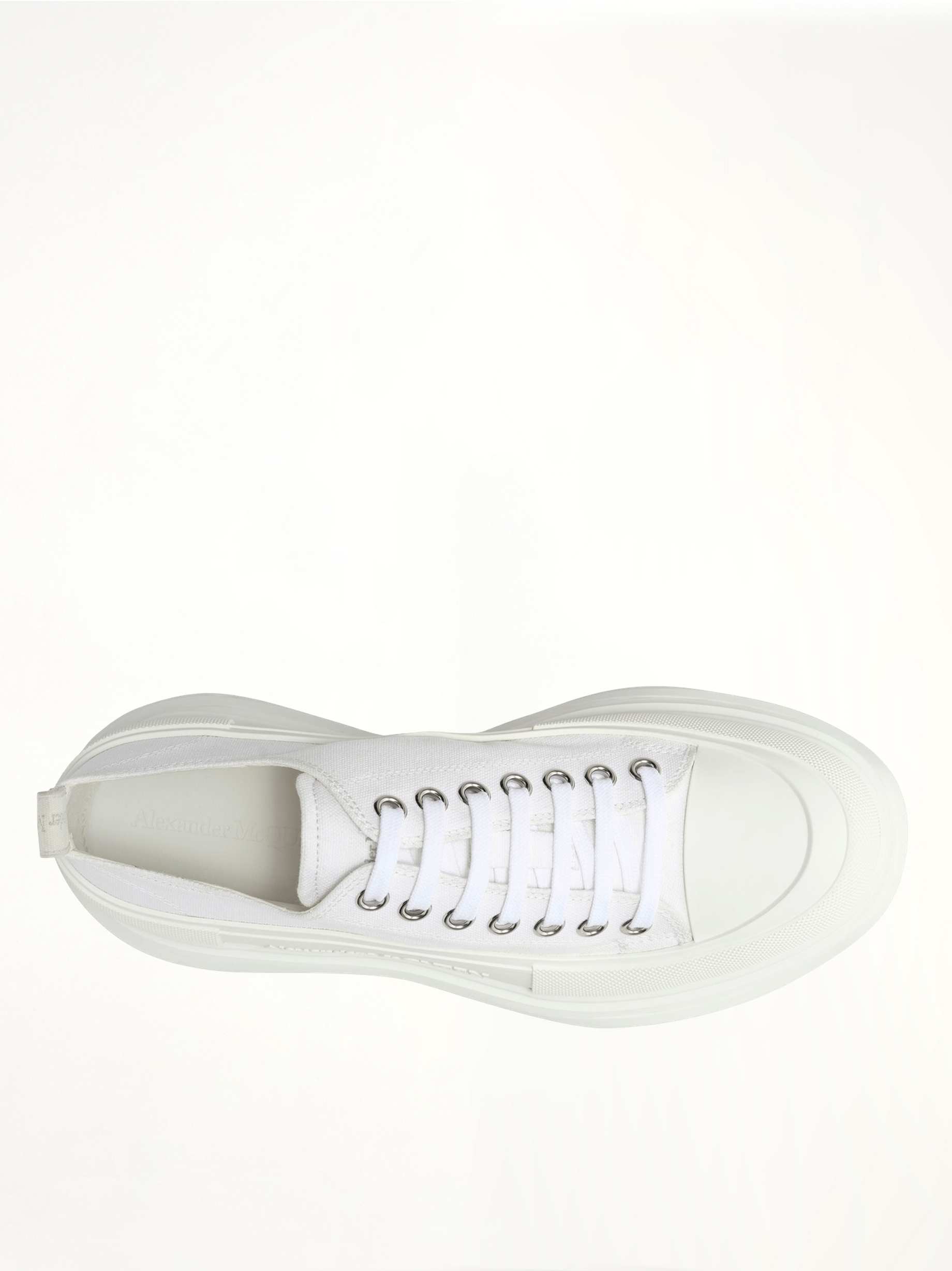 Tread Slick Canvas Lace-Up Shoes in White Back View | ALEXANDER MCQUEEN
