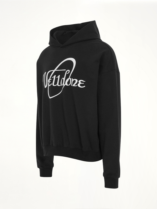 Cursive Circle Logo Hoodie in Black