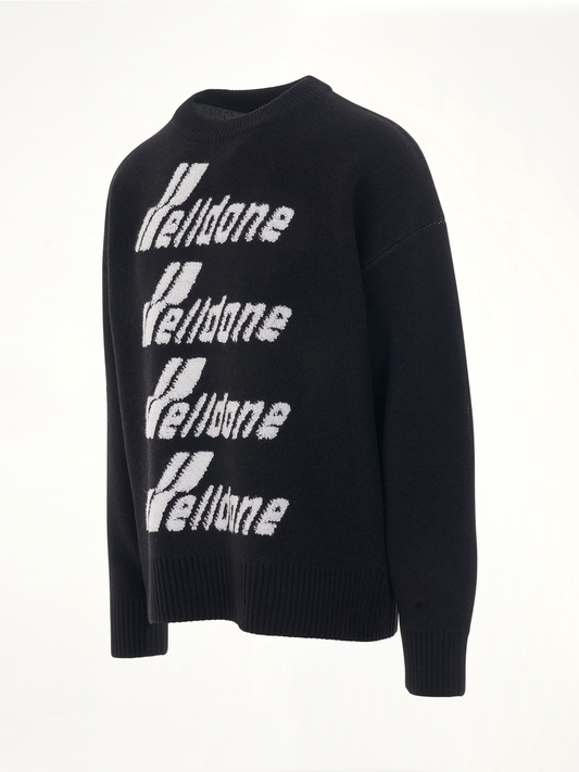 Logo Pile Knit Sweater in Black
