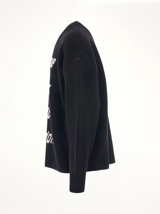 Logo Pile Knit Sweater in Black