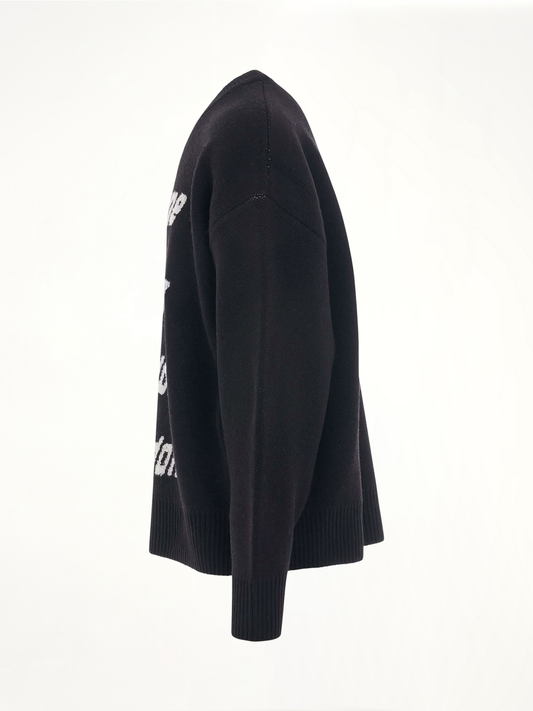 Logo Pile Knit Sweater in Black