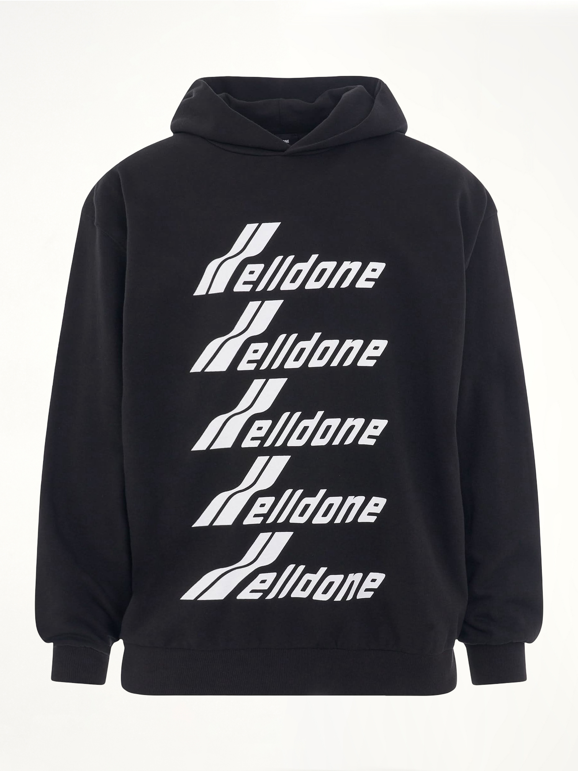 Multiple Front Logo Hoodie in Black