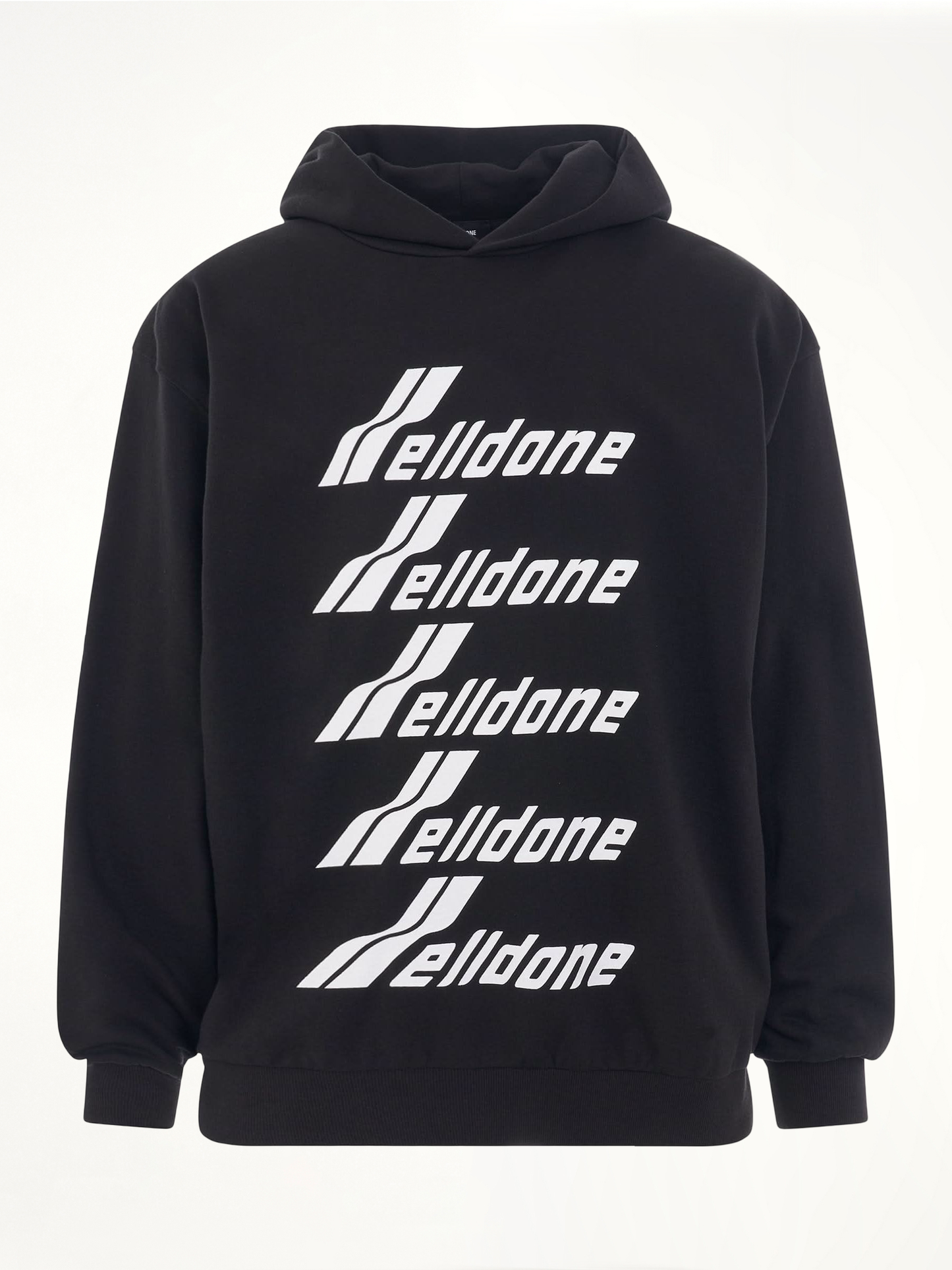 Multiple Front Logo Hoodie in Black