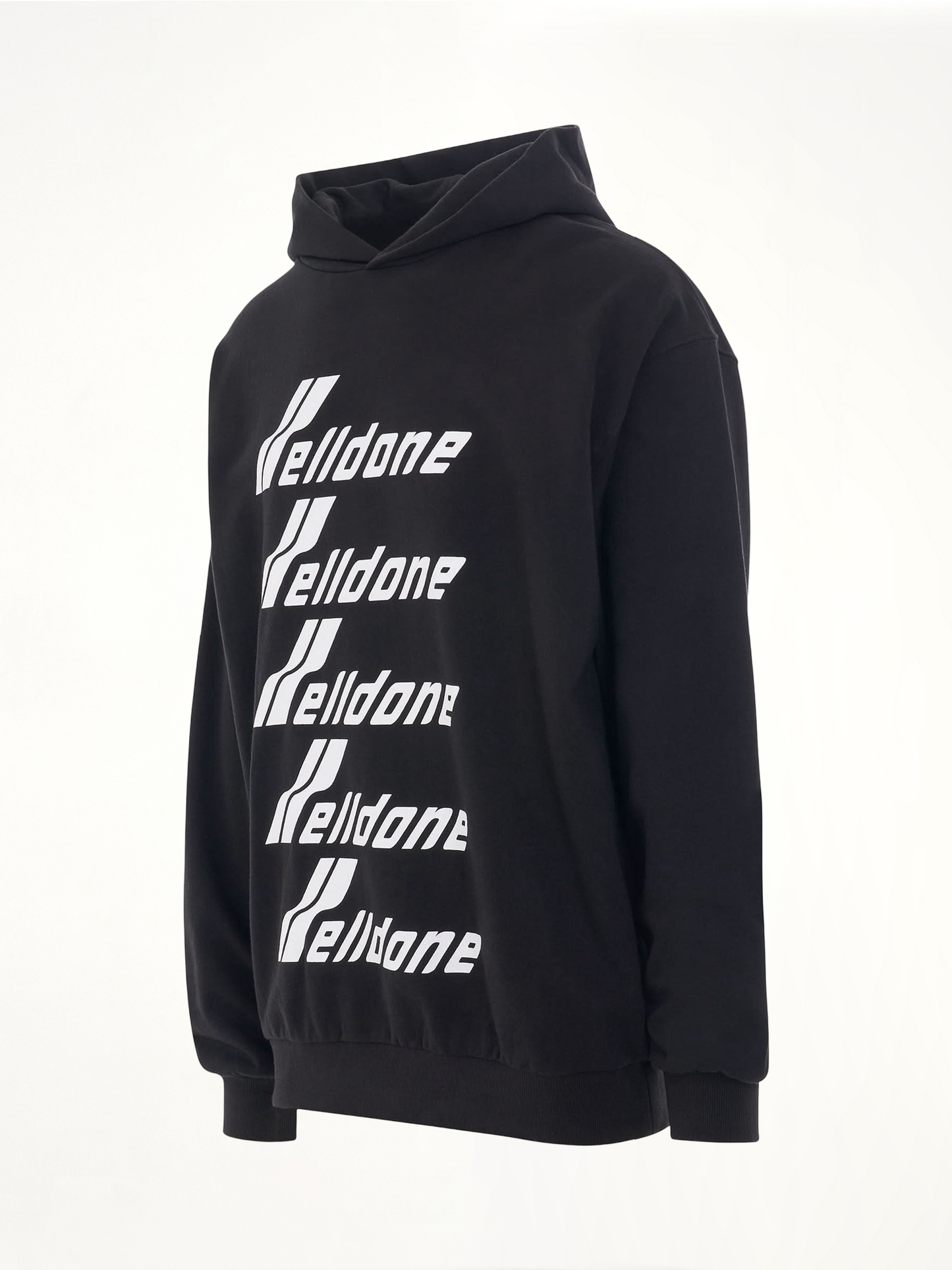 Multiple Front Logo Hoodie in Black