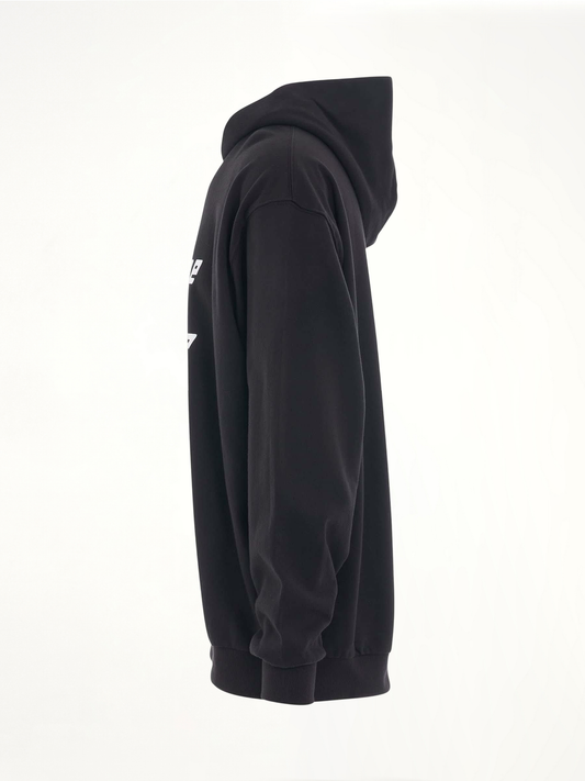 Multiple Front Logo Hoodie in Black