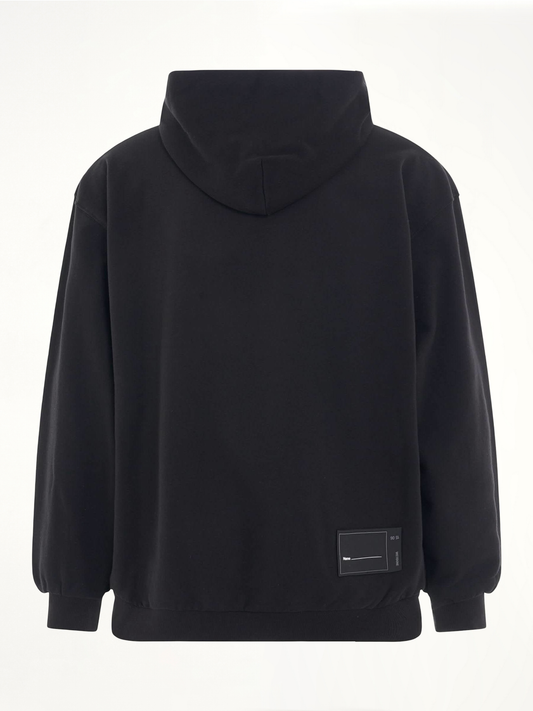 Multiple Front Logo Hoodie in Black