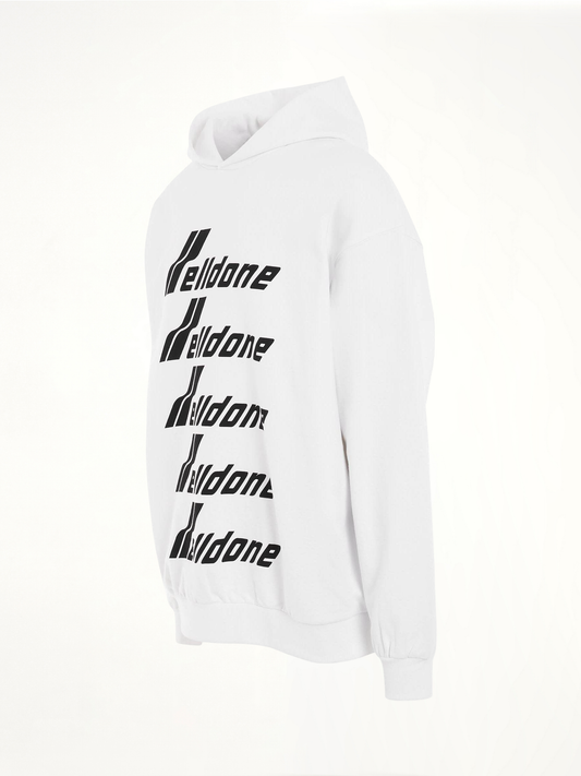 Multiple Front Logo Hoodie in White