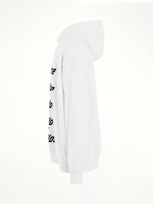 Multiple Front Logo Hoodie in White