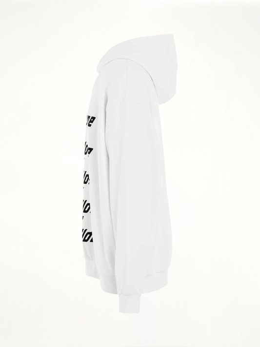 Multiple Front Logo Hoodie in White