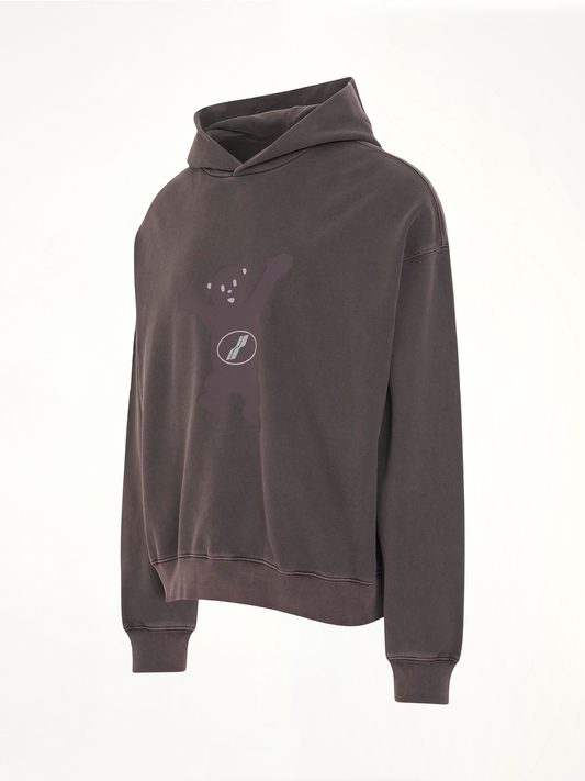 New Teddy Logo Pigment Hoodie in Charcoal