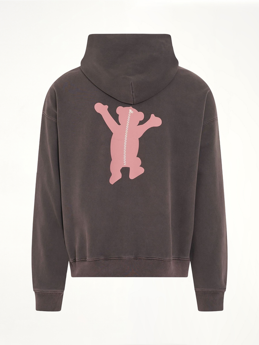 New Teddy Logo Pigment Hoodie in Charcoal