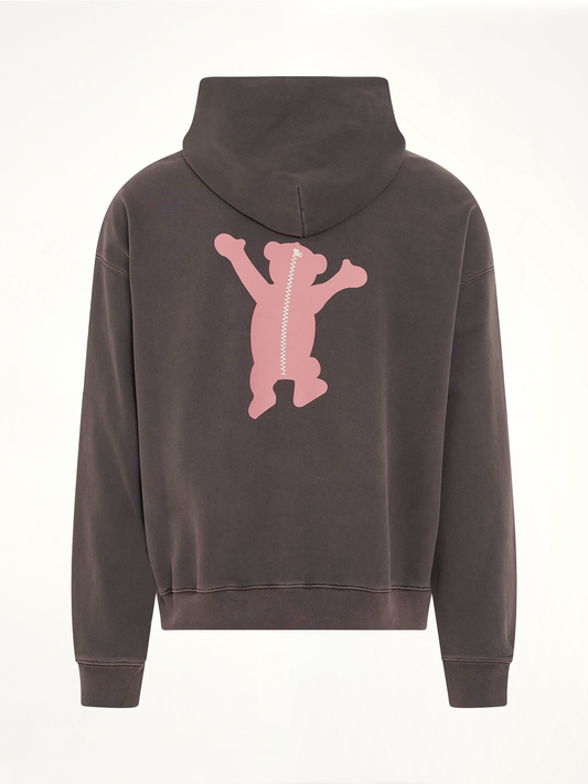 New Teddy Logo Pigment Hoodie in Charcoal