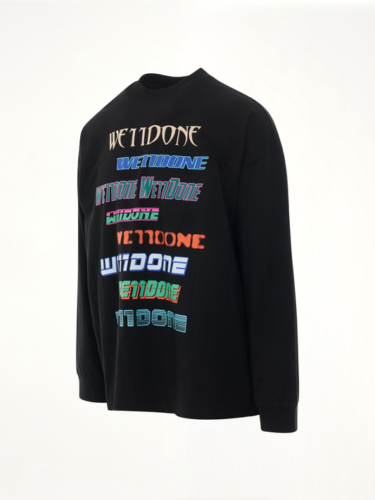 Multi Logo Long Sleeve T-Shirt in Black
