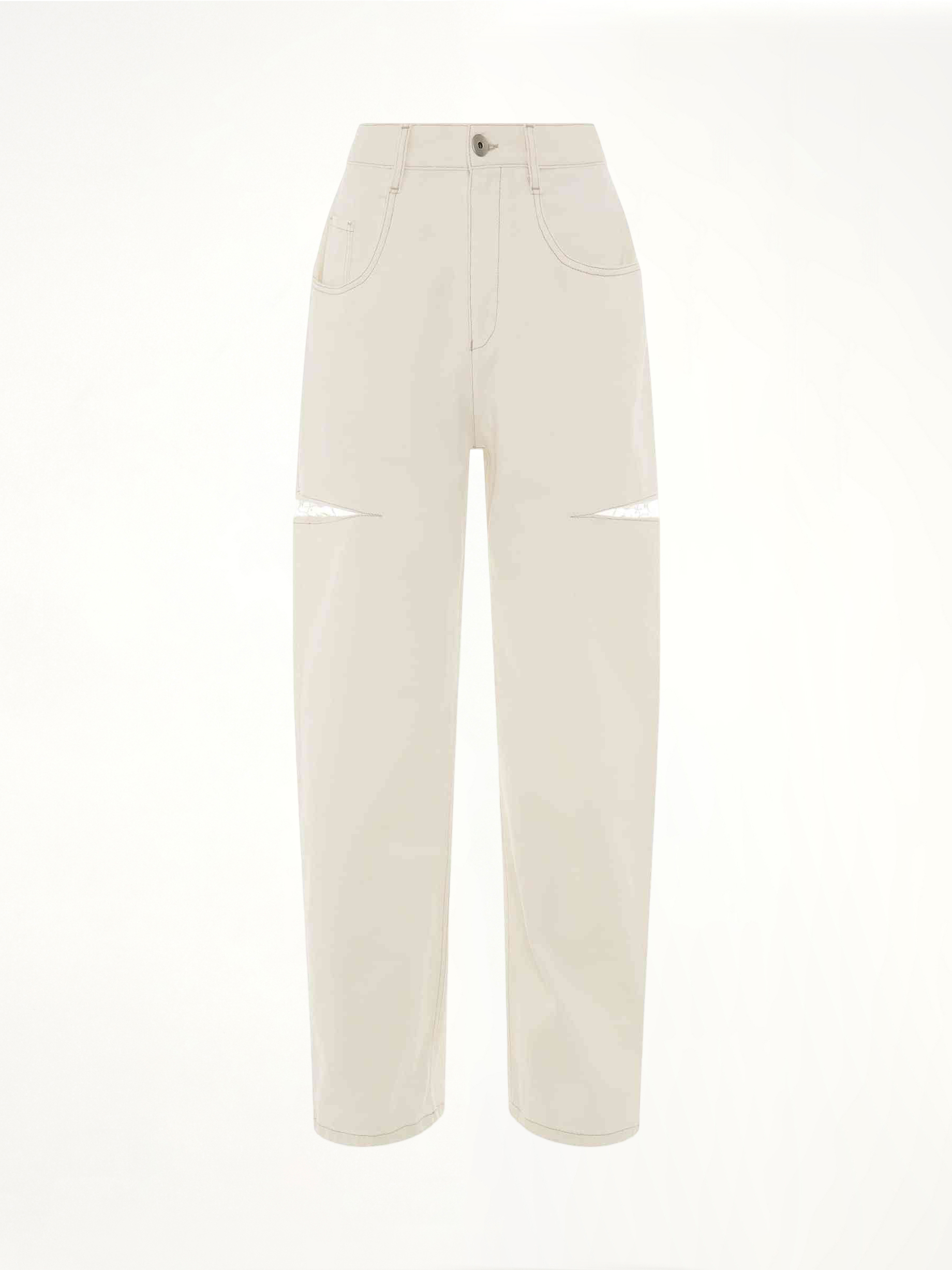 Slash Loose Fit Denim Jeans in White