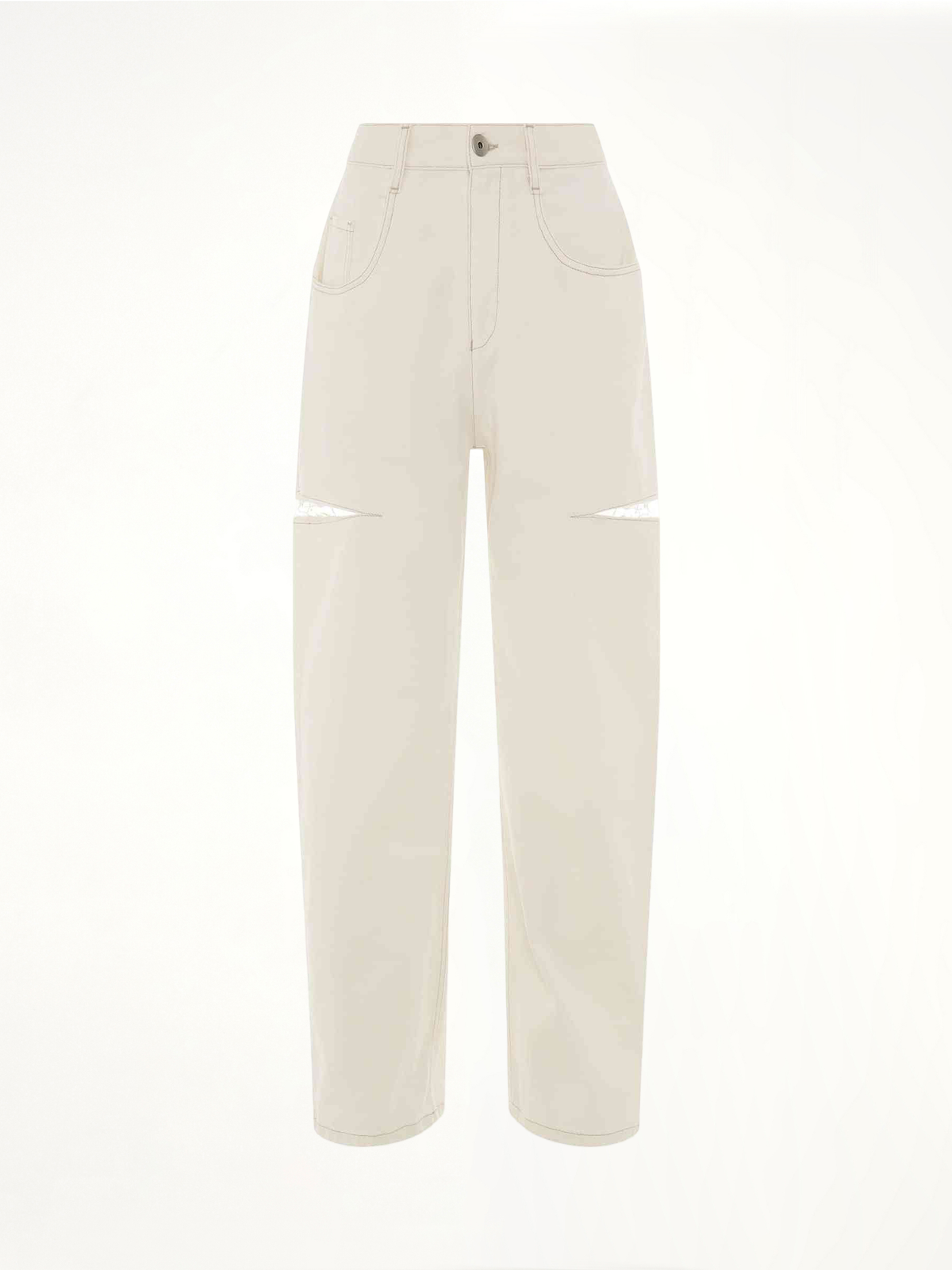 Slash Loose Fit Denim Jeans in White