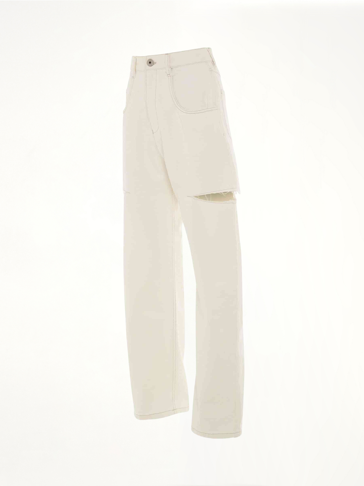 Slash Loose Fit Denim Jeans in White