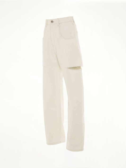 Slash Loose Fit Denim Jeans in White