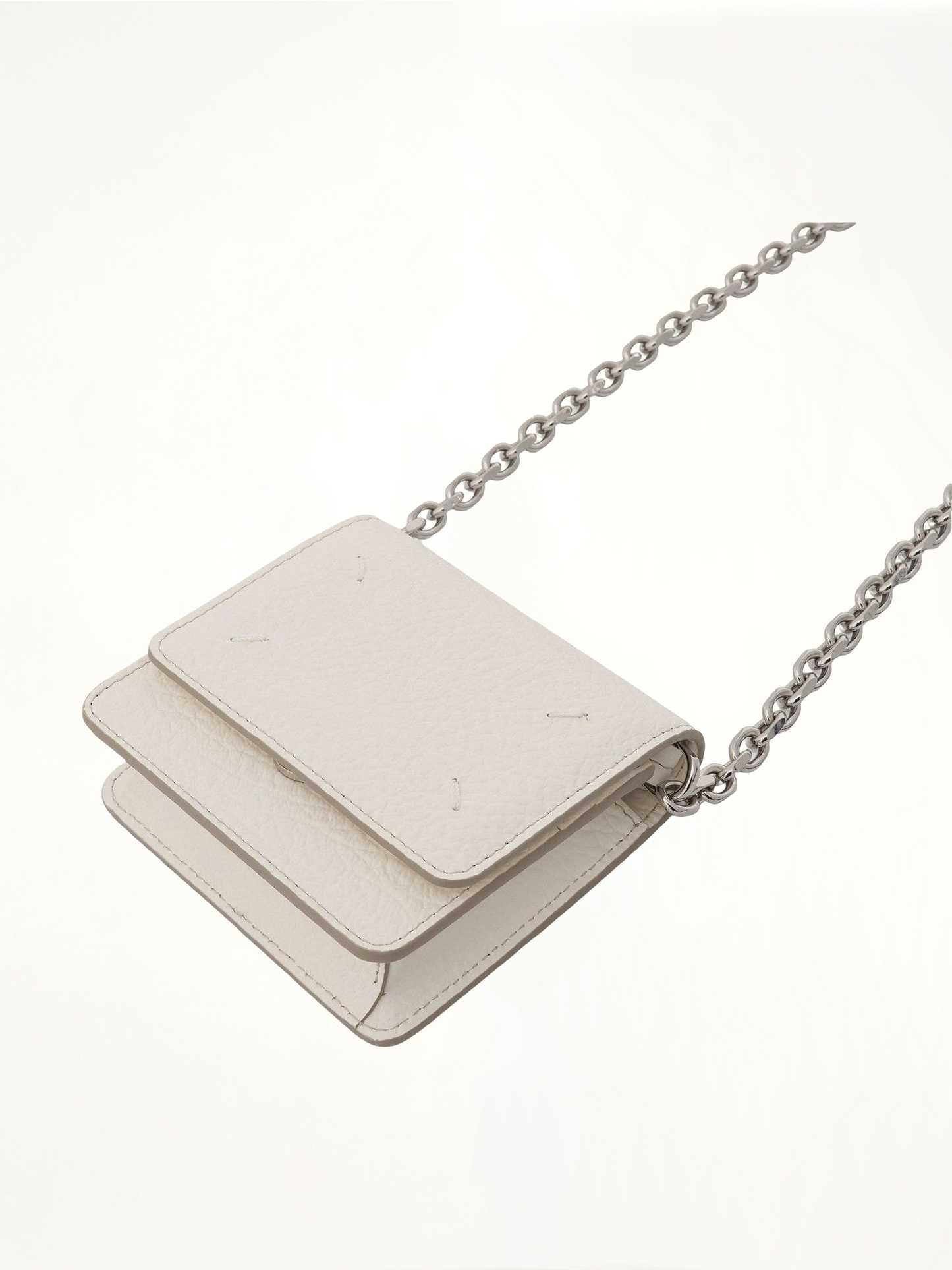 Four Stitches Chain Wallet in White