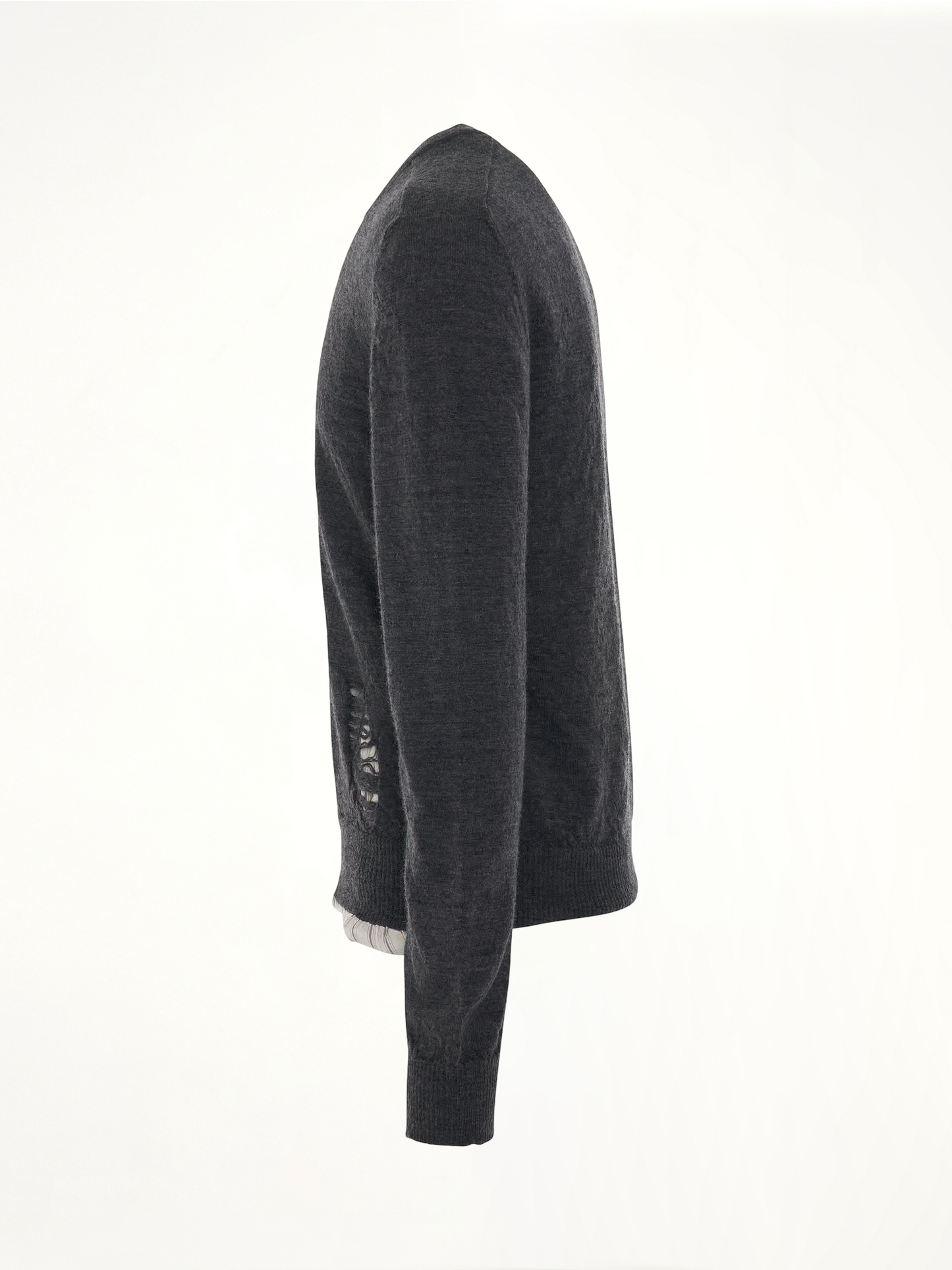 Distressed Wool Jumper in Dark Grey